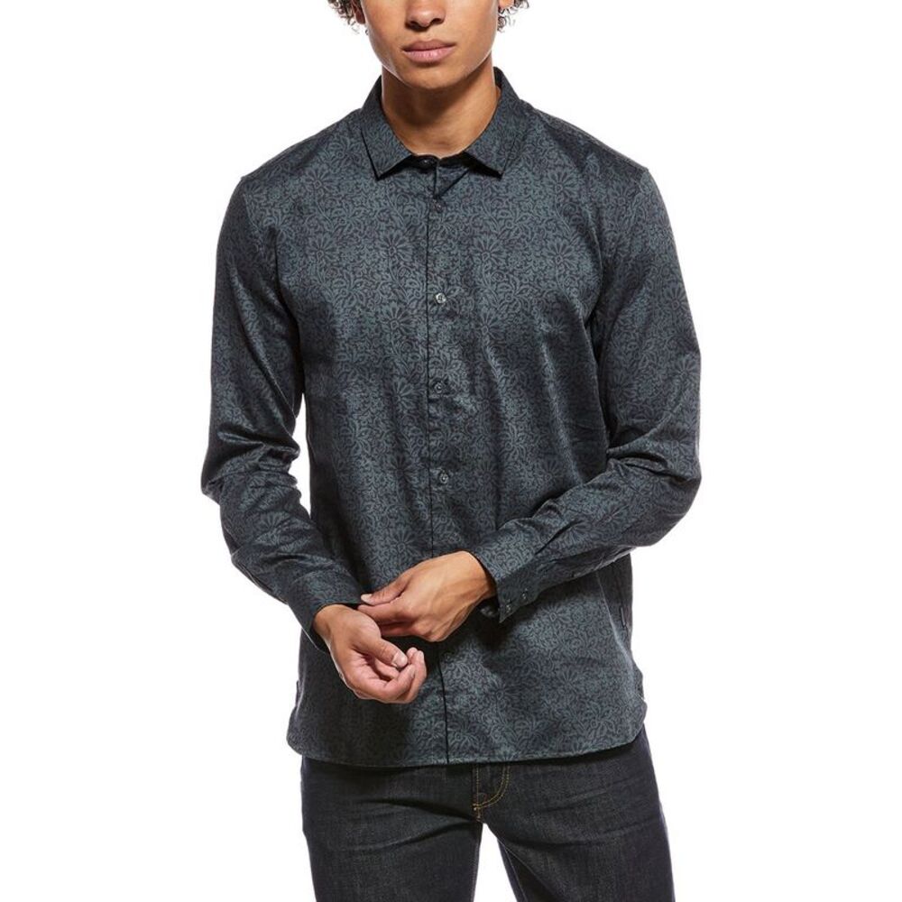 John Varvatos Mens  Ross Slim Fit Sport Shirt, Navy